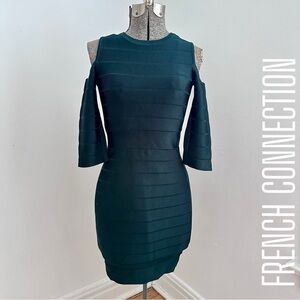Forest/ Emerald Green Cold Shoulder Bodycon Dress